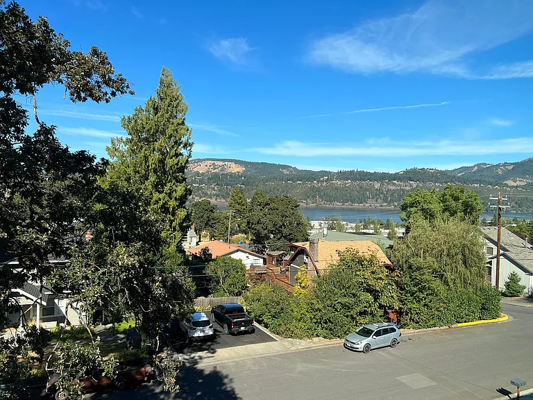 view from primary bedroom overlooks the columbia river