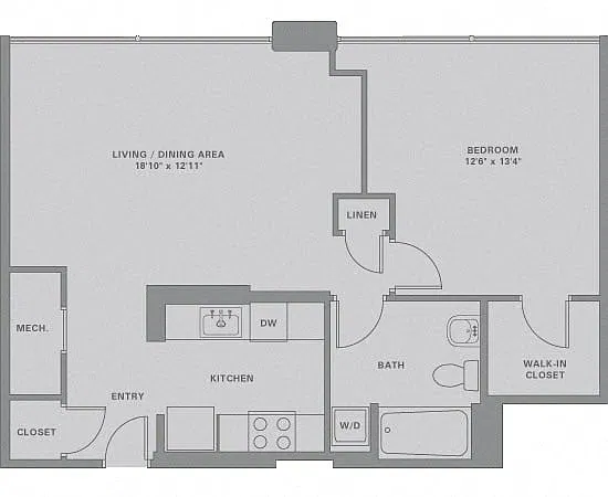 Floor plan 1 Bed/1 Bath-A8