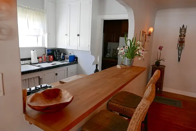 bar counter facing toward kitchen