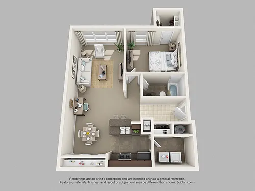 Floor plan One Bedroom One Bath