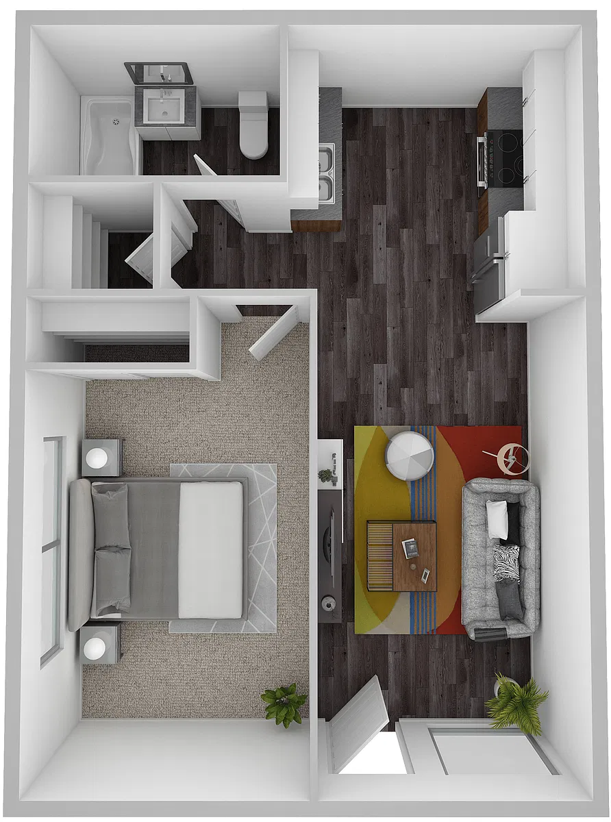 Floor plan Highland IV 1 Bedroom 1 Bath