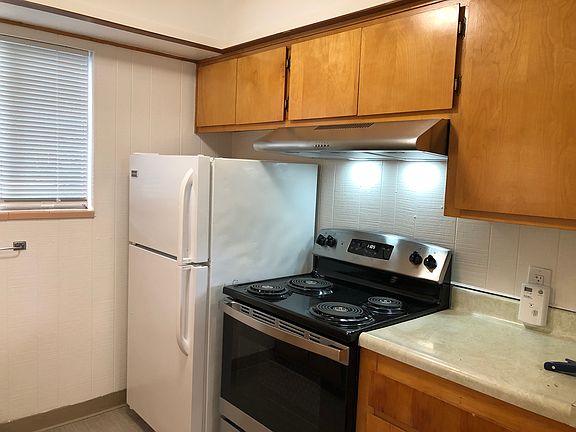 Kitchen with double pane window.