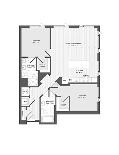 Floor plan 2 Bed2 Bath-2A