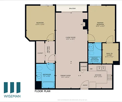 Floor plan 2 Beds, 2 Baths