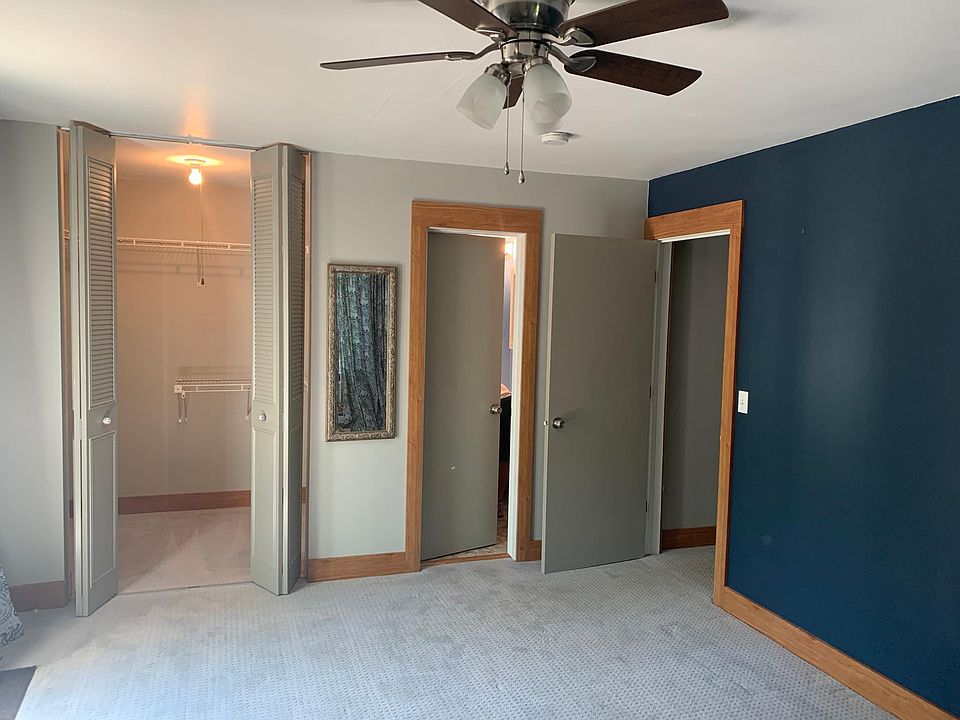 Master bedroom, walk-in closet on left, bath with shower on right, not shown door to deck on extreme left