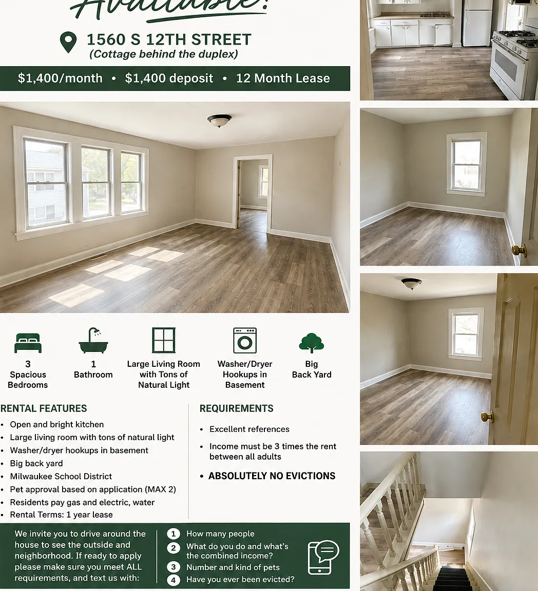 3 bed, 1200 sqft, $1,400 — Photo 1