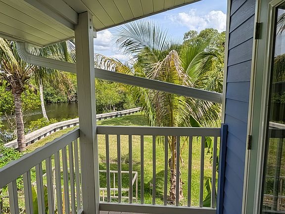 View of front porch and Billy's Creek from Apartment B