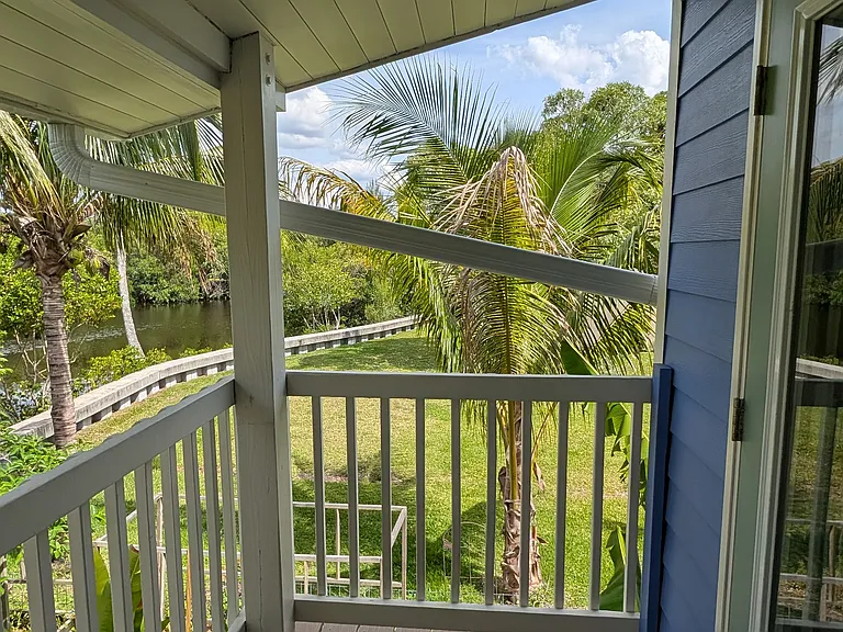 View of front porch and Billy's Creek from Apartment B