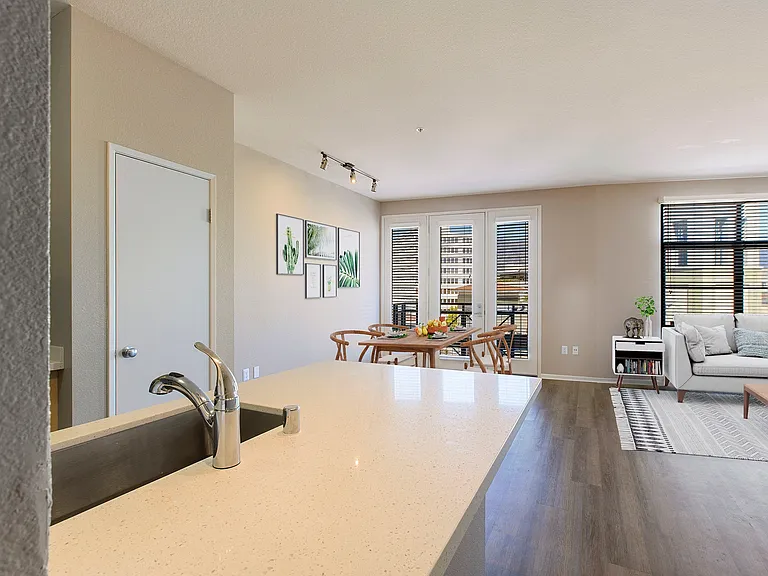 Luxury style kitchens are complete with an entertaining island and quartz countertops
