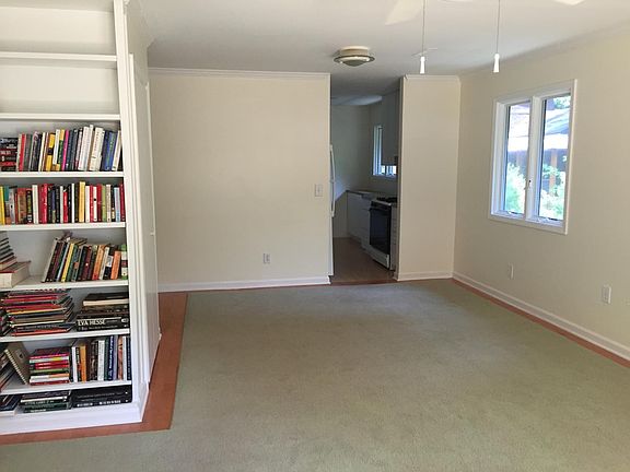 Built in bookcase in living room.
