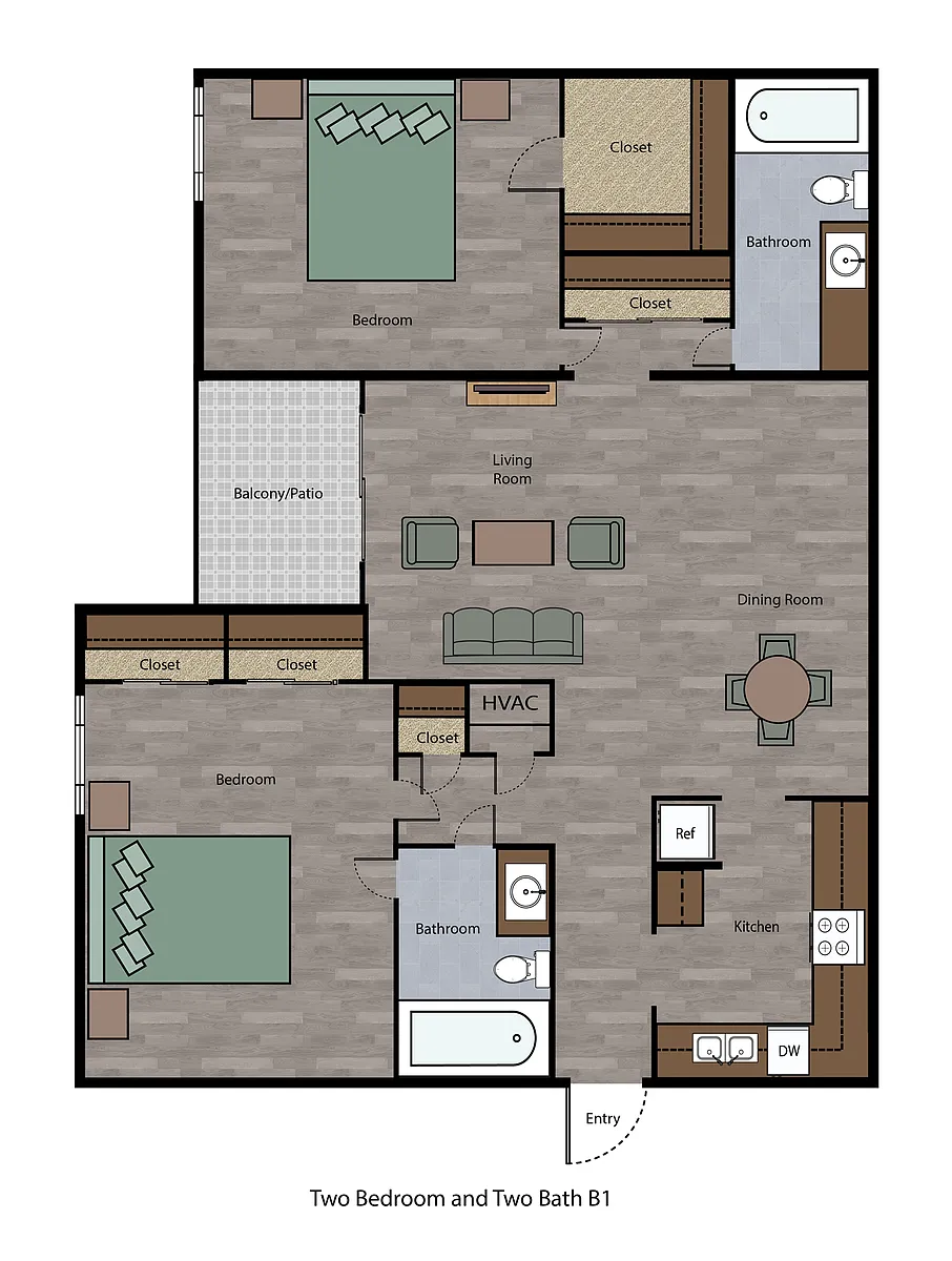 Floor plan Two Bedroom Two Bath