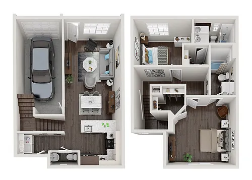 Floor plan Two Bedroom Two Bathroom W/ Attached Garage