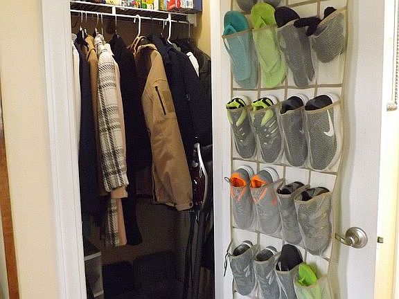 Coat closet in entry hall