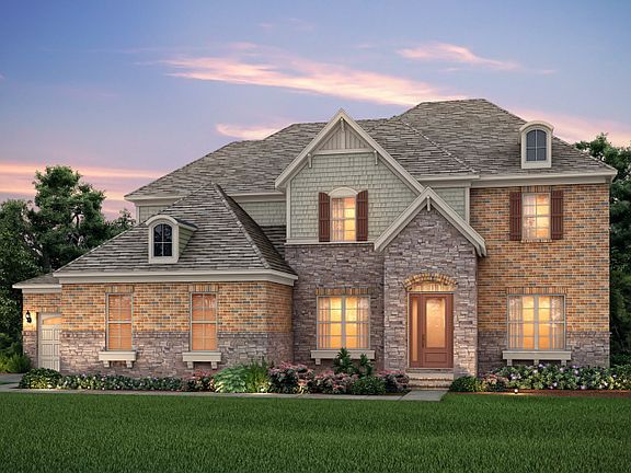 Worthington Exterior 5 features stone, brick, shakes and covered front door