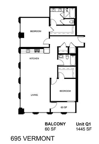 Floor plan Q1 - 2 Bedroom