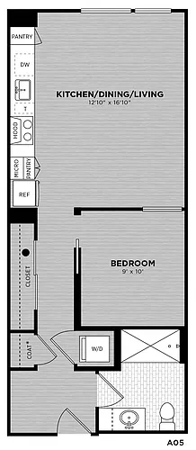 Floor plan 1 Bed - 1 Bath | Andres A05