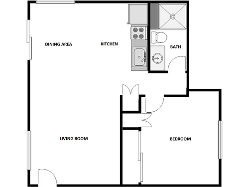 Floor plan 1 Bed / 1 Bath: Type C