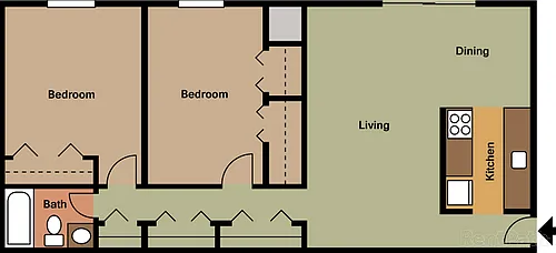 Floor plan 201 - 2 Bedroom
