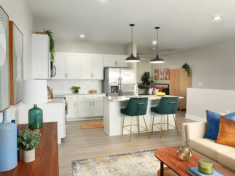 Spacious kitchen and living room