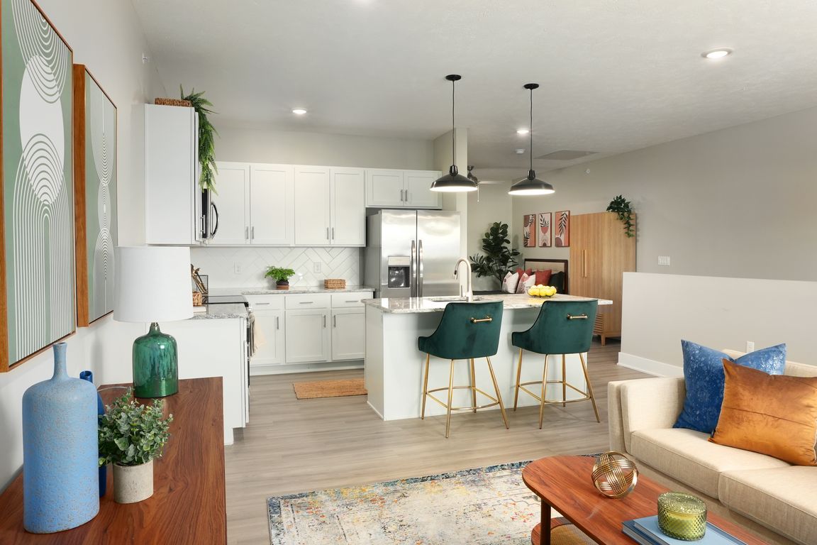Spacious kitchen and living room