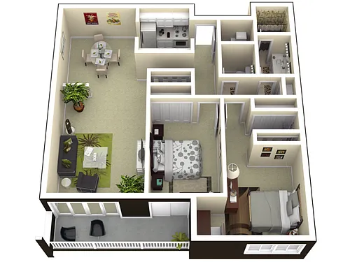 Floor plan 2 Bedroom 1.5 Bath