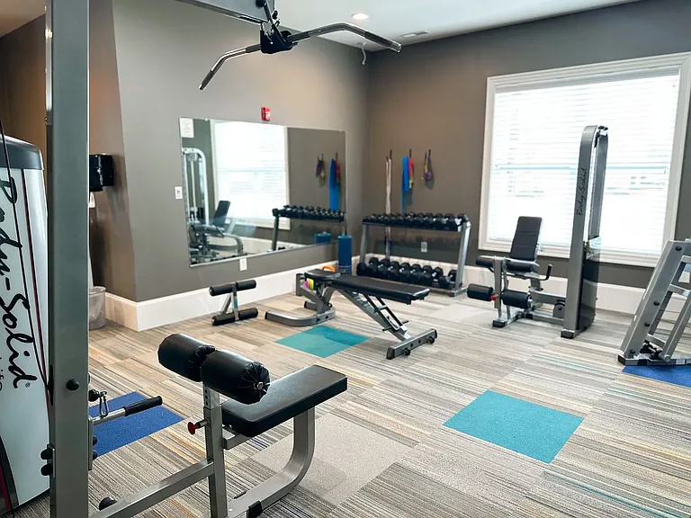The 24-hour fitness center also is equipped with numerous weight machines, dumbbells, kettlebells, yoga equipment, and more.