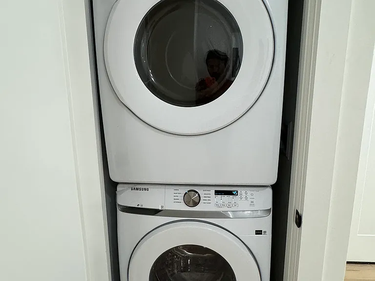 Stacked washer and dryer.