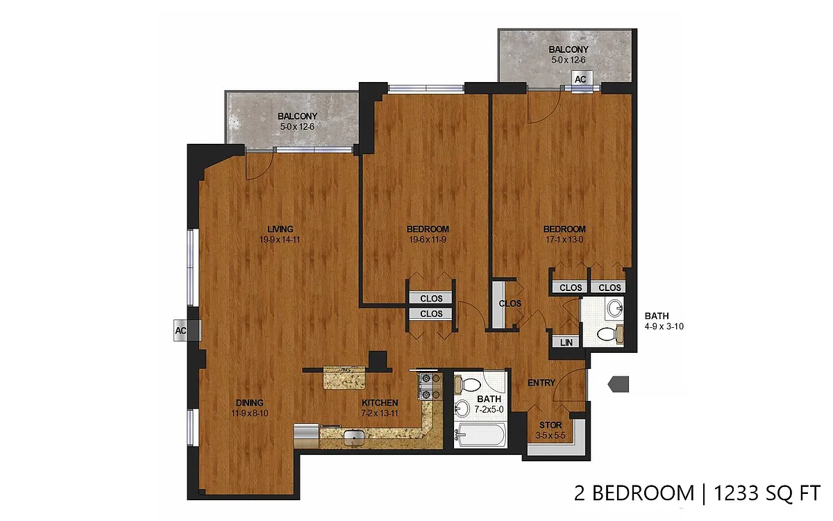 Floor plan The Shores - Two Bedroom (B)
