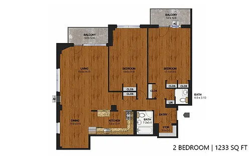 Floor plan The Shores - Two Bedroom (B)
