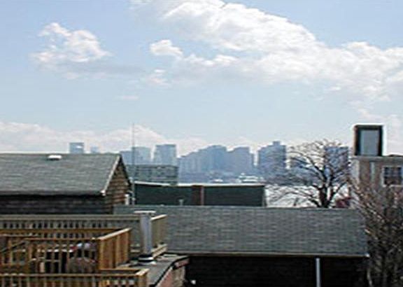 view of Boston skyline from loft