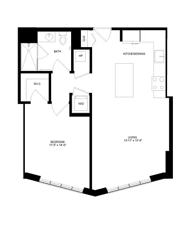 Floor plan 1 Bed-1 Bath-P12