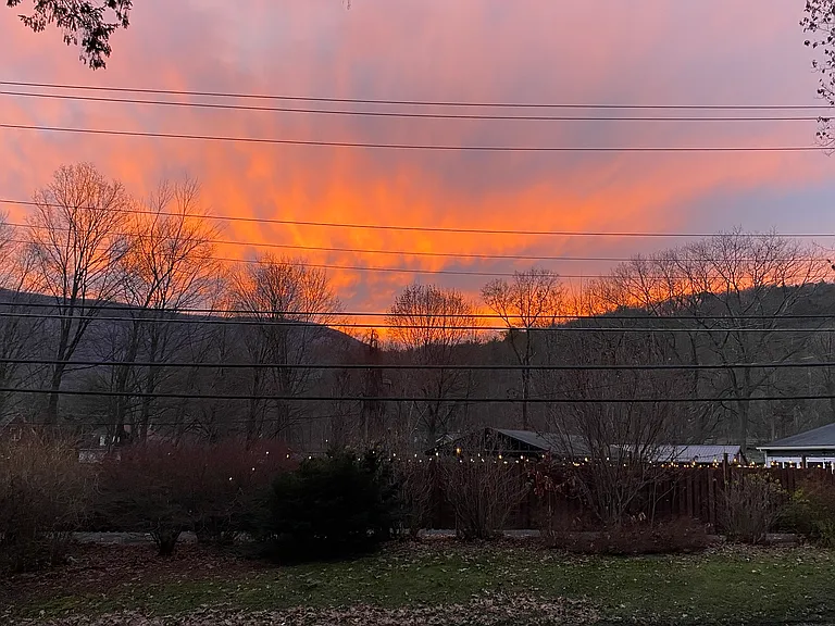 Peaceful front view surrounded by the natural beauty of the Catskills.