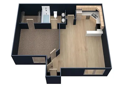 Floor plan A1-1 Bedroom, 1 Bathroom