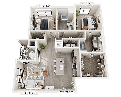 Floor plan Two Bedroom B2F