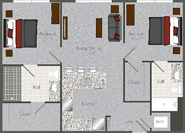 Mid Main Lofts - 2-X1 - 2 Beds - 2 Baths - 800 Sq. ft.