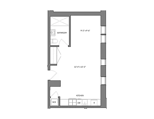 Floor plan Studio 1 Bath Leslie