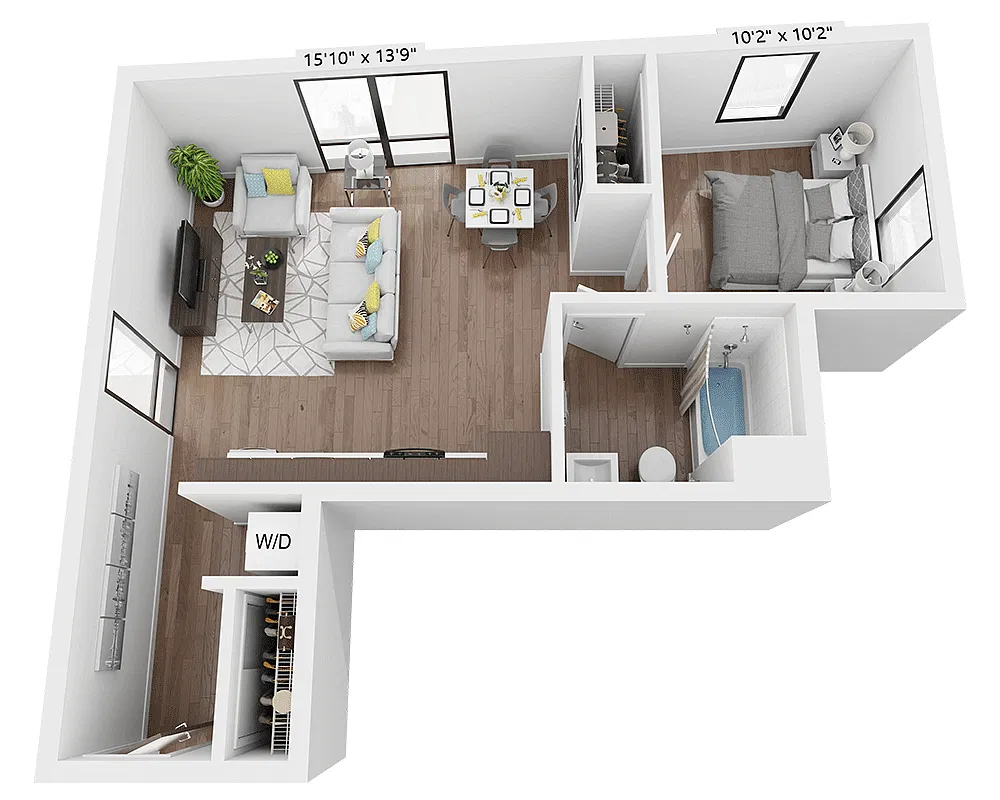 Floor plan One Bedroom A1C