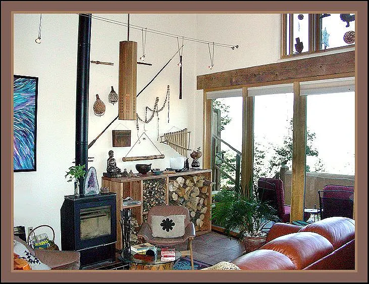 Great Room, with a majestic view of Taos Valley. Automatic insulated window shades.