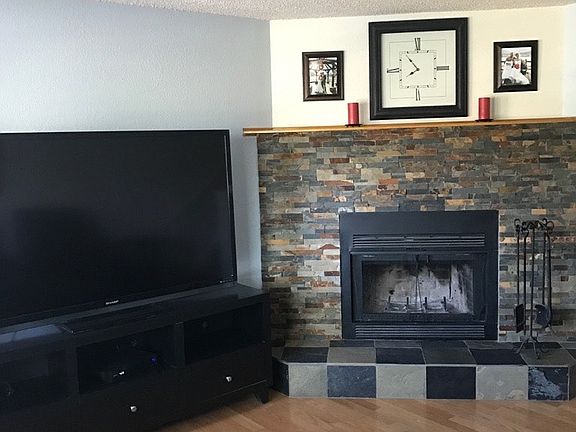 Living room and fireplace