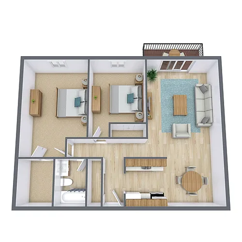 Floor plan Two Bedroom 21B