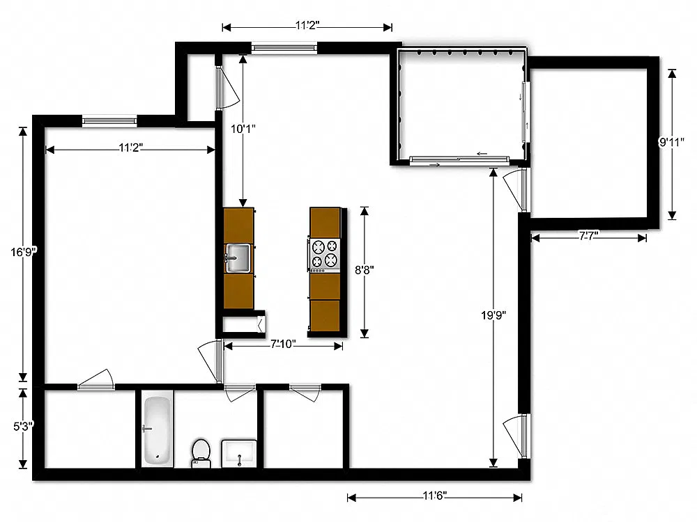 Floor plan 1 BEDROOM/DEN (1C)