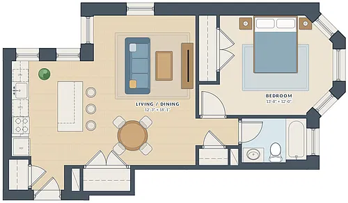 Floor plan One bedroom without patio
