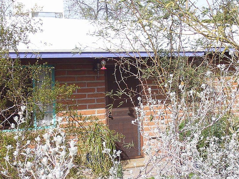 Front yard is landscaped with wildlife-attracting desert plants.