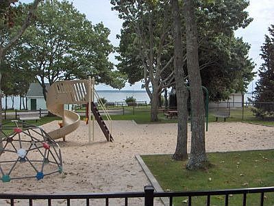 Playground overlooking the water