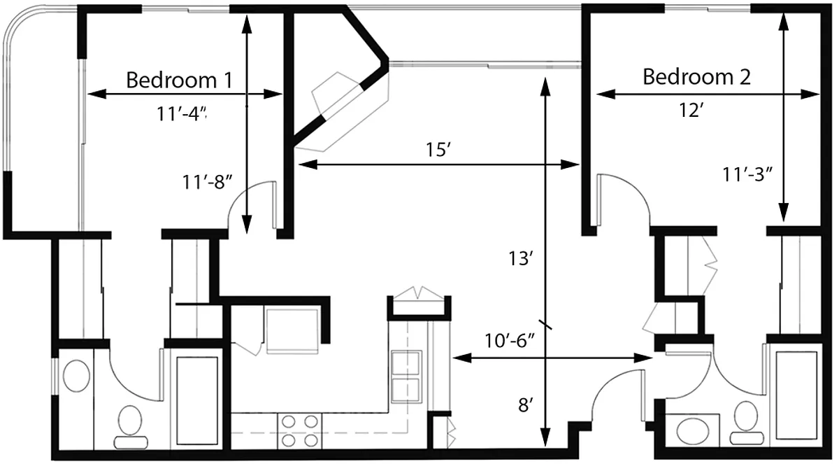 Floor plan 2BR 2BA - FLOOR PLAN G - 1441 MIDVALE