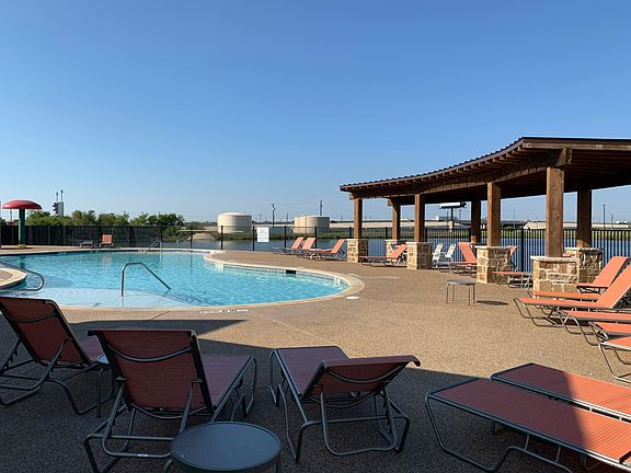 Pool with lake views
