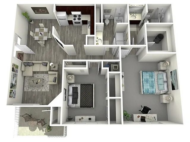 Floor plan 2 Bed, 2 Bath A