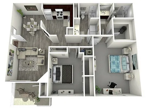 Floor plan 2 Bed, 2 Bath A