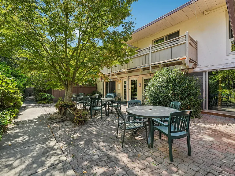 The community room entrance and outdoor patio.