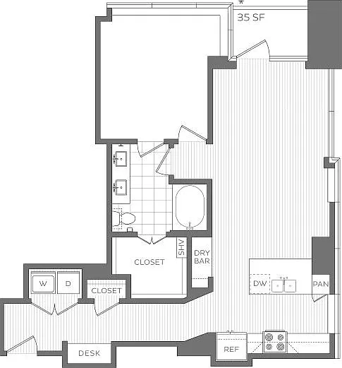 L - 1 Bedroom / 1 Bath L - 1 Bedroom / 1 Bath